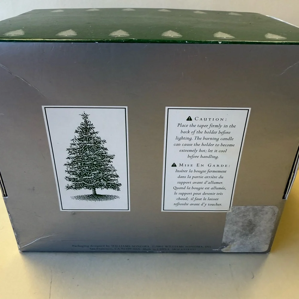 Vintage 2005 Williams Sonoma Holiday Tree Taper Candle Holders in Original Box.